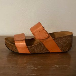 Lola Sabbia Orange cork wedge sandal Sz 10